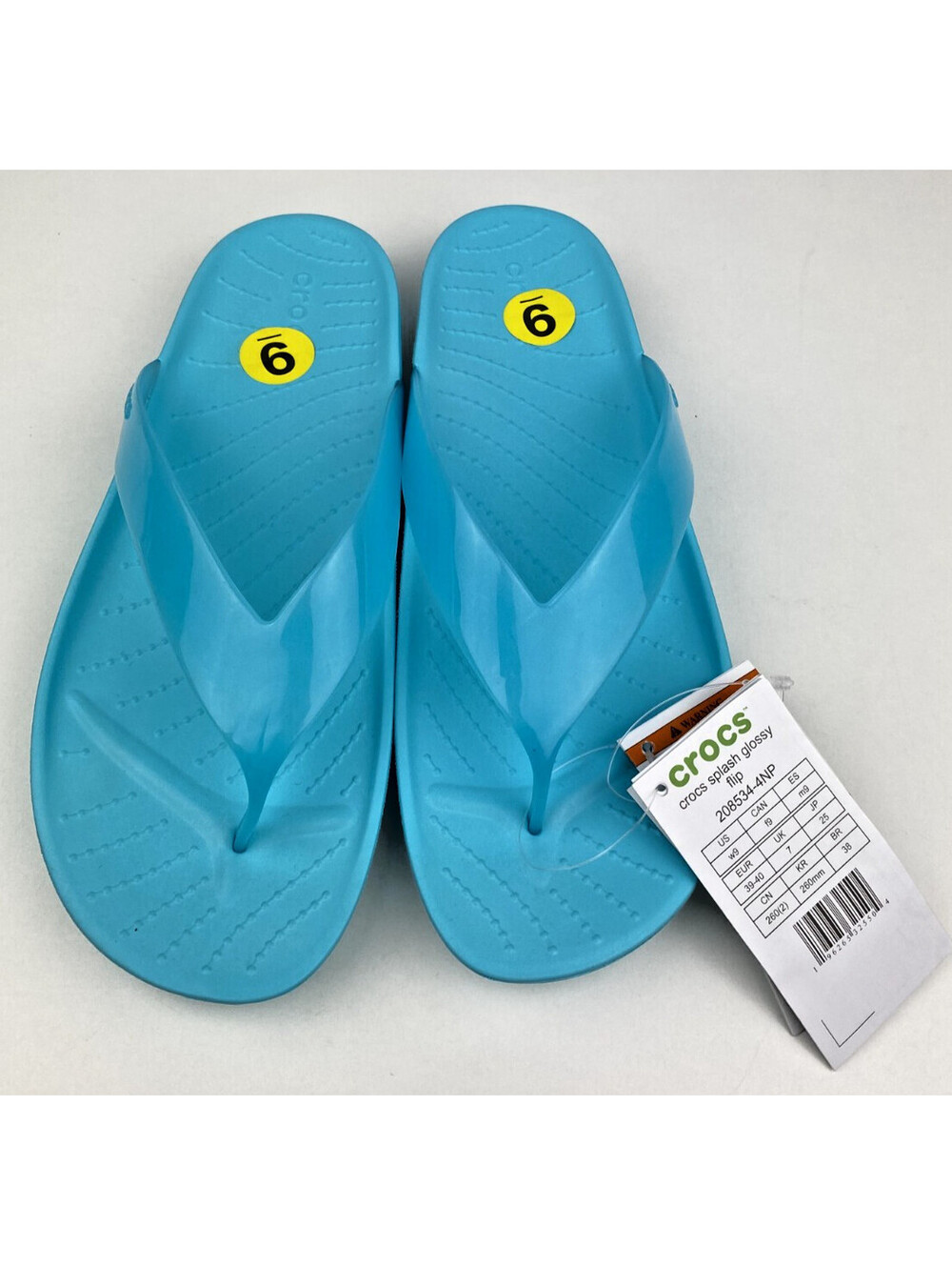 Crocs Splash Glossy Flip Flops Aqua Blue Women’s Size 9 NWT Thongs New Sandals